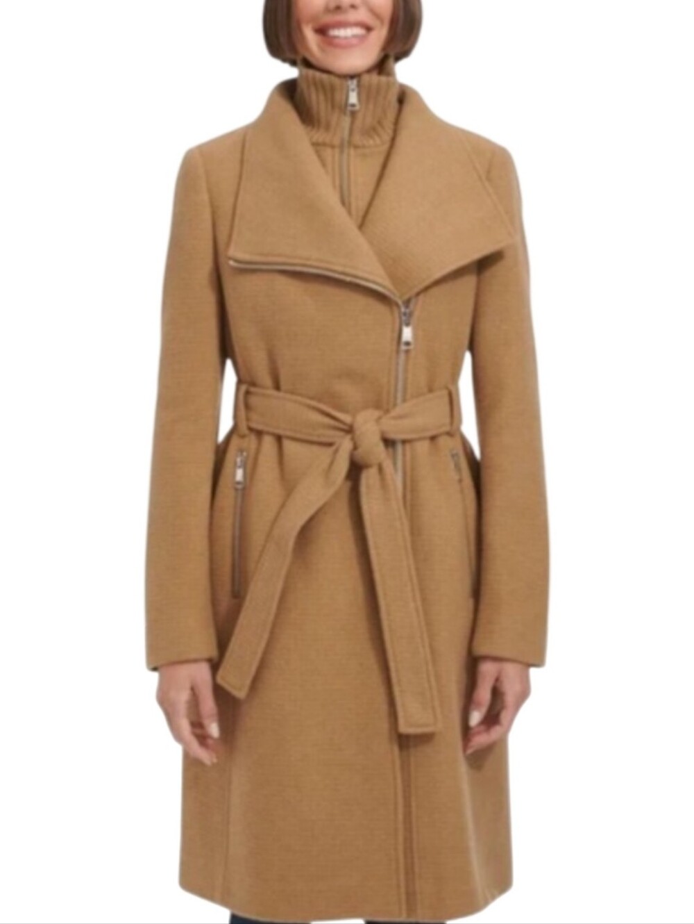 Calvin Klein Wool Blend Camel Trench Size Large